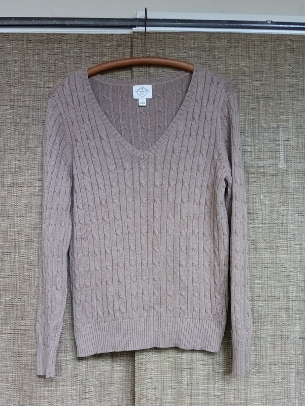 St. John's Bay Cable Knit V-Neck Sweater - Taupe